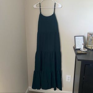 Magical Soirée Dark Teal Blue Tiered Maxi Dress